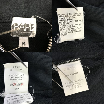A BATHING APE College Logo Zip Up Hoodie Black Size M