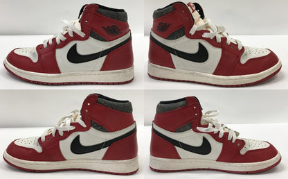 NIKE Air Jordan 1 Retro High OG Red White Sneakers Size 26.0
