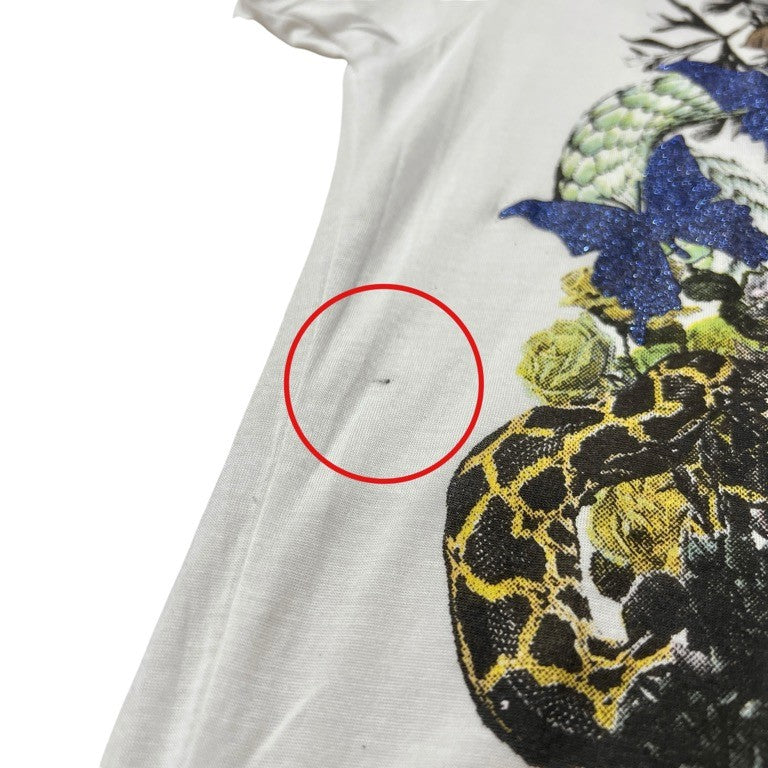 KMRii Y2K Butterfly Glitter Print T-Shirt White Size 2