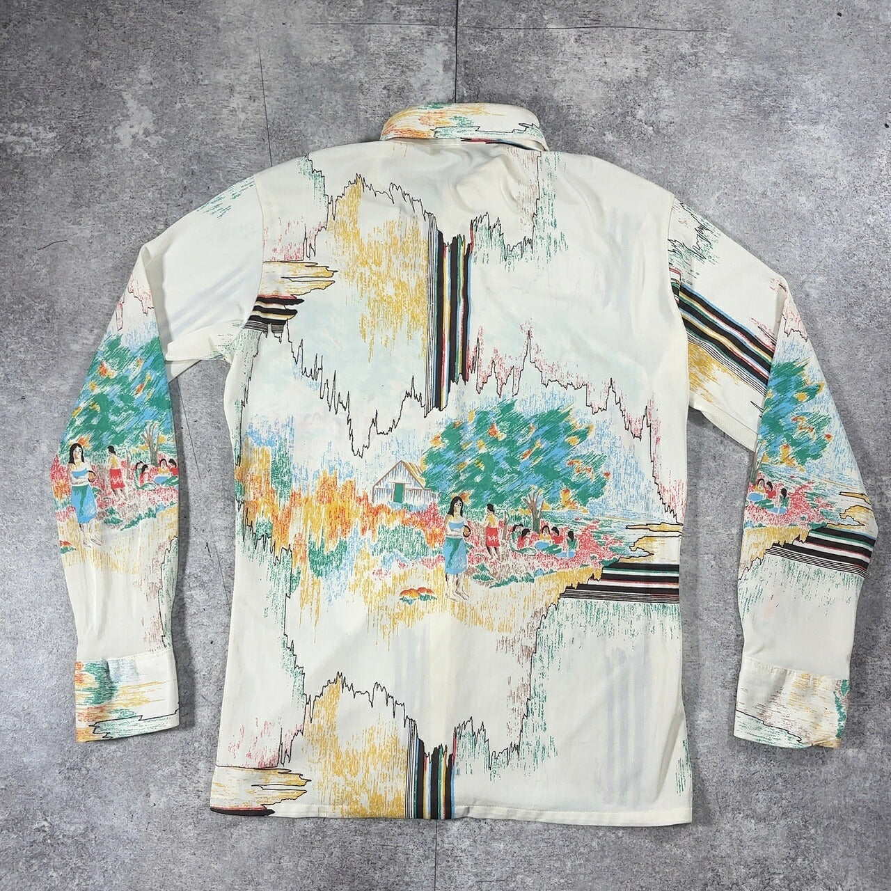 The 13th Hour 70s Vintage Patterned Polyester Shirt Size M