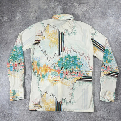 The 13th Hour 70s Vintage Patterned Polyester Shirt Size M