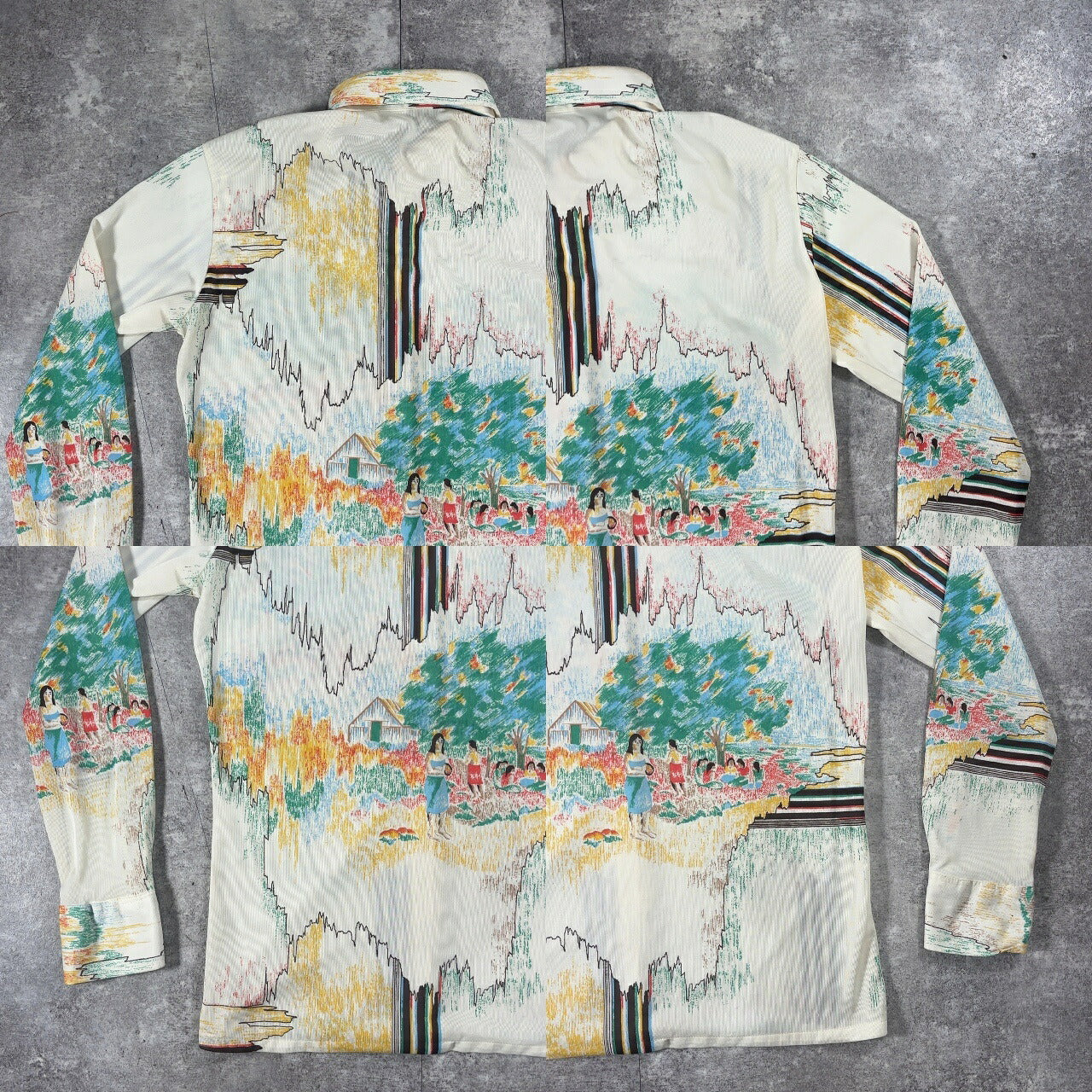 The 13th Hour 70s Vintage Patterned Polyester Shirt Size M