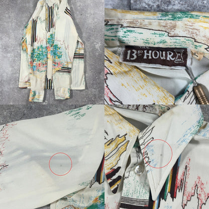 The 13th Hour 70s Vintage Patterned Polyester Shirt Size M
