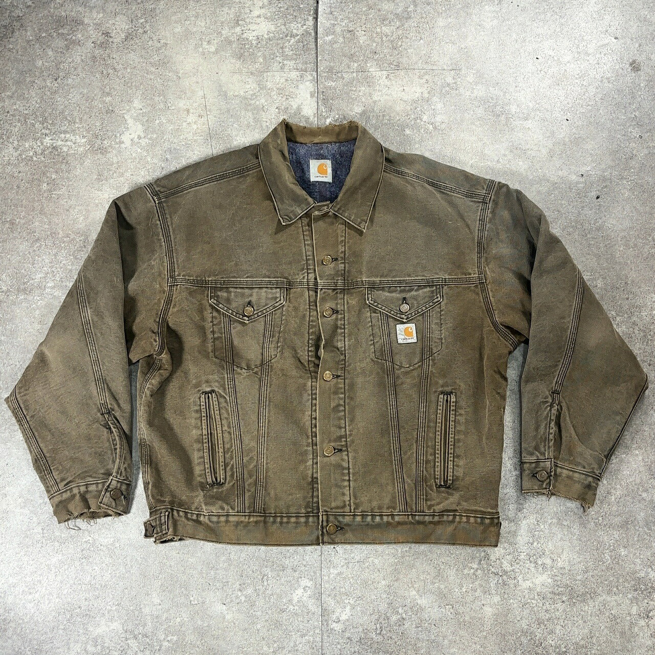 Carhartt 90s Faded Moss Green Trucker Jacket Size XXL