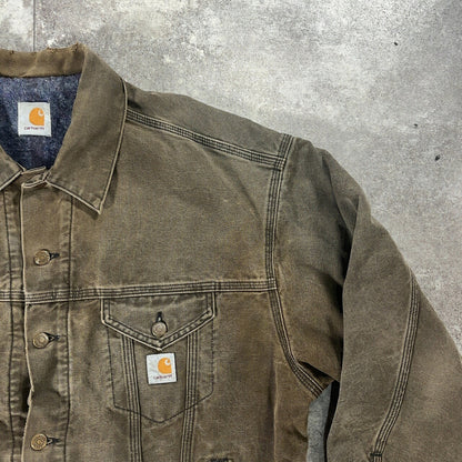 Carhartt 90s Faded Moss Green Trucker Jacket Size XXL