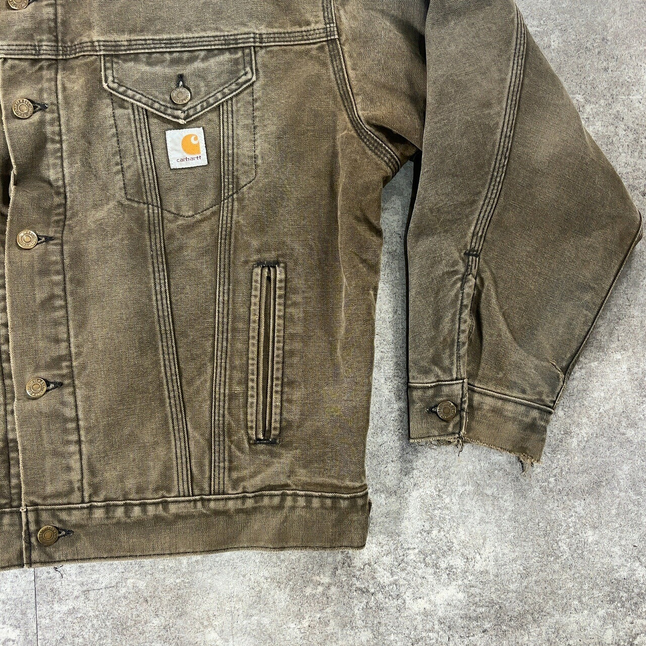 Carhartt 90s Faded Moss Green Trucker Jacket Size XXL
