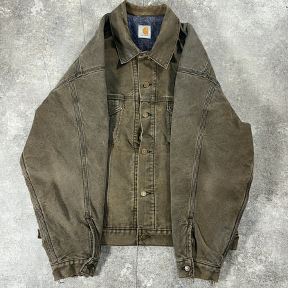 Carhartt 90s Faded Moss Green Trucker Jacket Size XXL