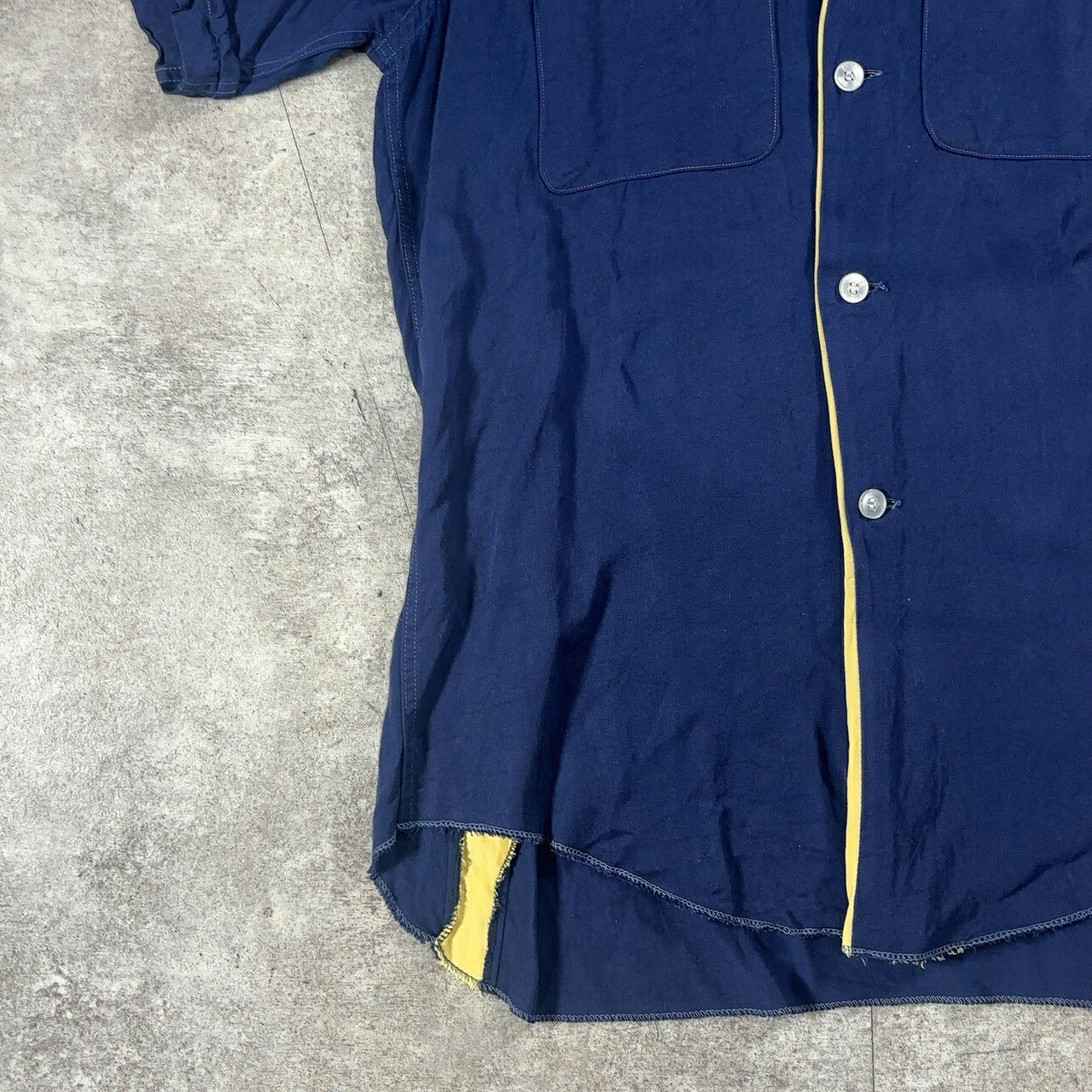 Del Roy 60s Vintage Chain Stitch Bowling Shirt Blue Size S