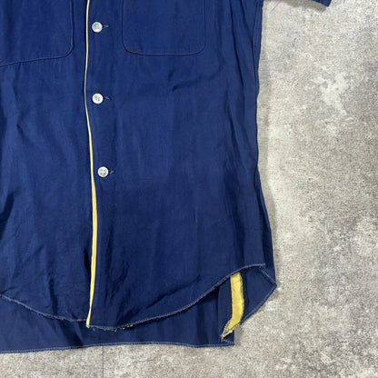 Del Roy 60s Vintage Chain Stitch Bowling Shirt Blue Size S
