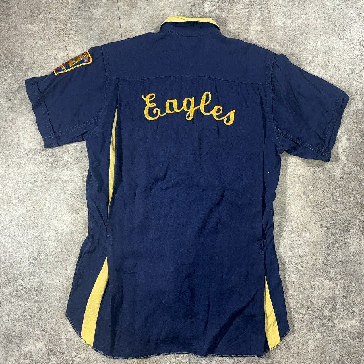 Del Roy 60s Vintage Chain Stitch Bowling Shirt Blue Size S