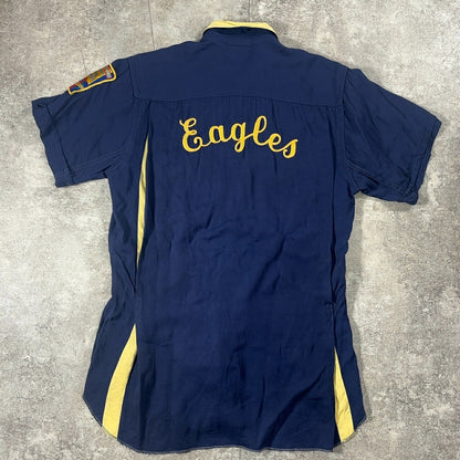 Del Roy 60s Vintage Chain Stitch Bowling Shirt Blue Size S