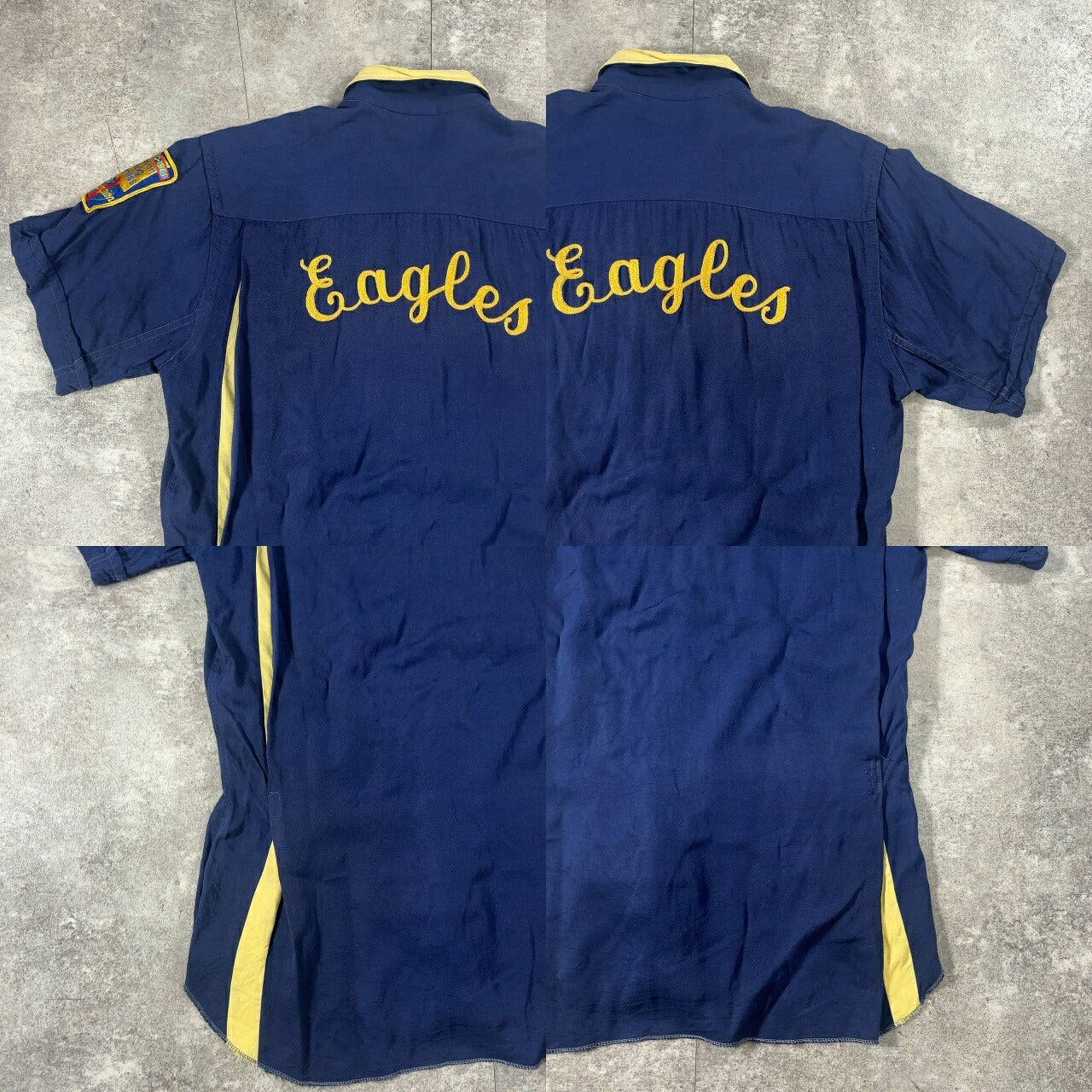 Del Roy 60s Vintage Chain Stitch Bowling Shirt Blue Size S