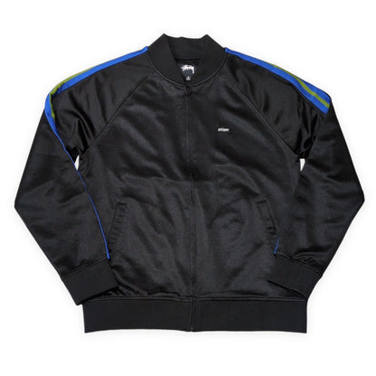 Stussy Black Striped Polyester Track Jacket Size M