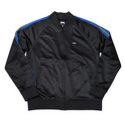 Stussy Black Striped Polyester Track Jacket Size M