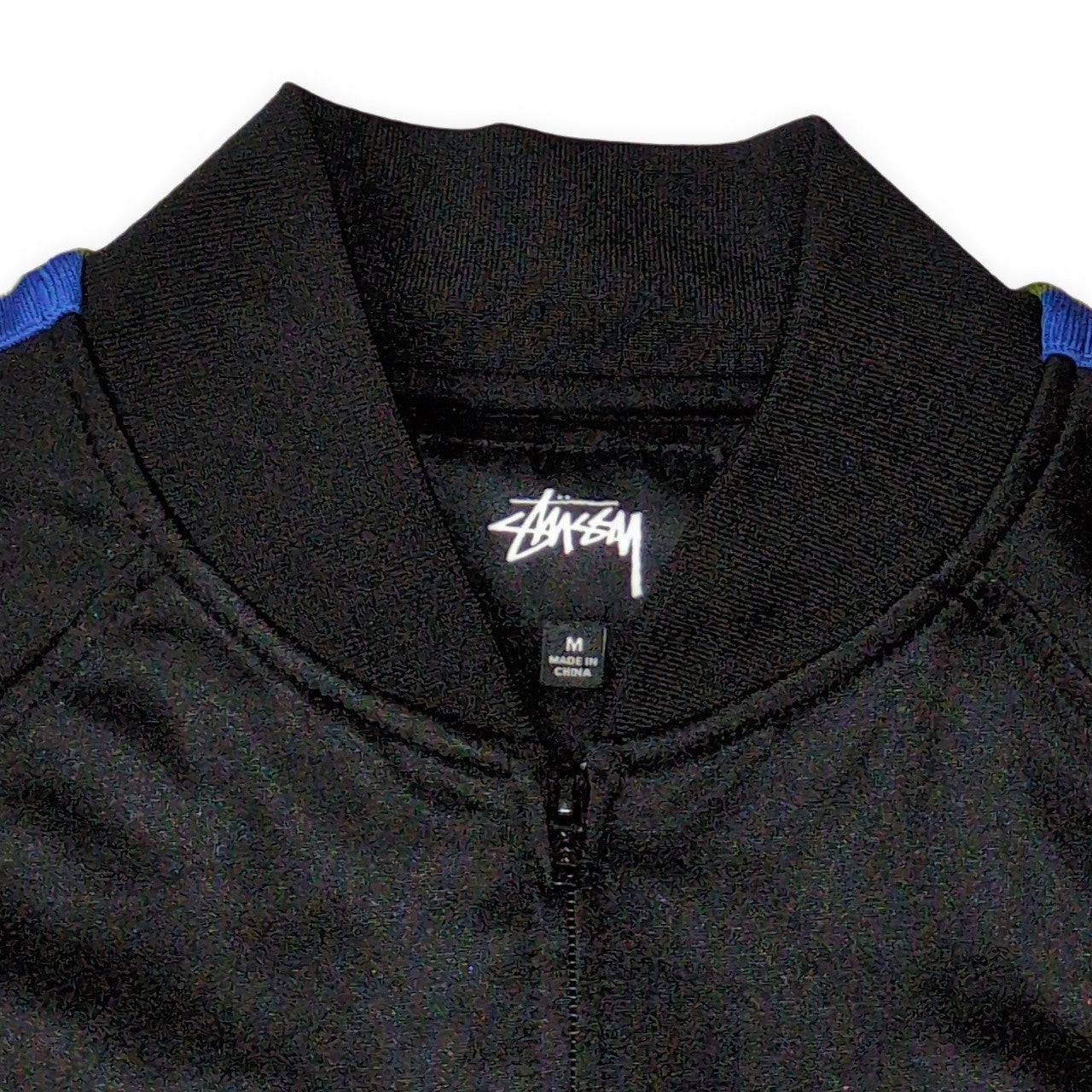 Stussy Black Striped Polyester Track Jacket Size M