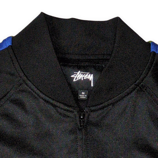 Stussy Black Striped Polyester Track Jacket Size M