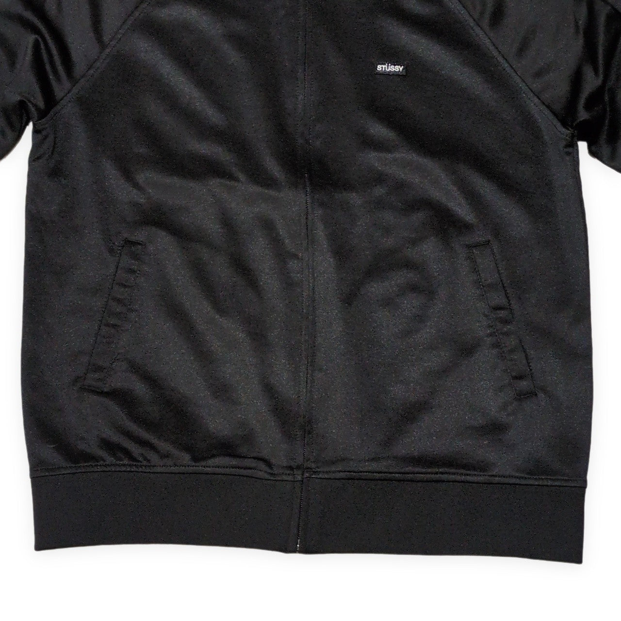 Stussy Black Striped Polyester Track Jacket Size M