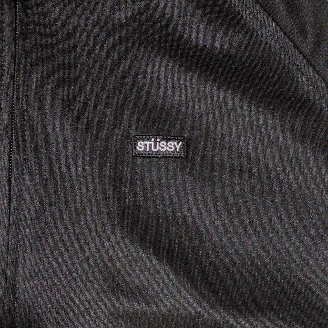 Stussy Black Striped Polyester Track Jacket Size M