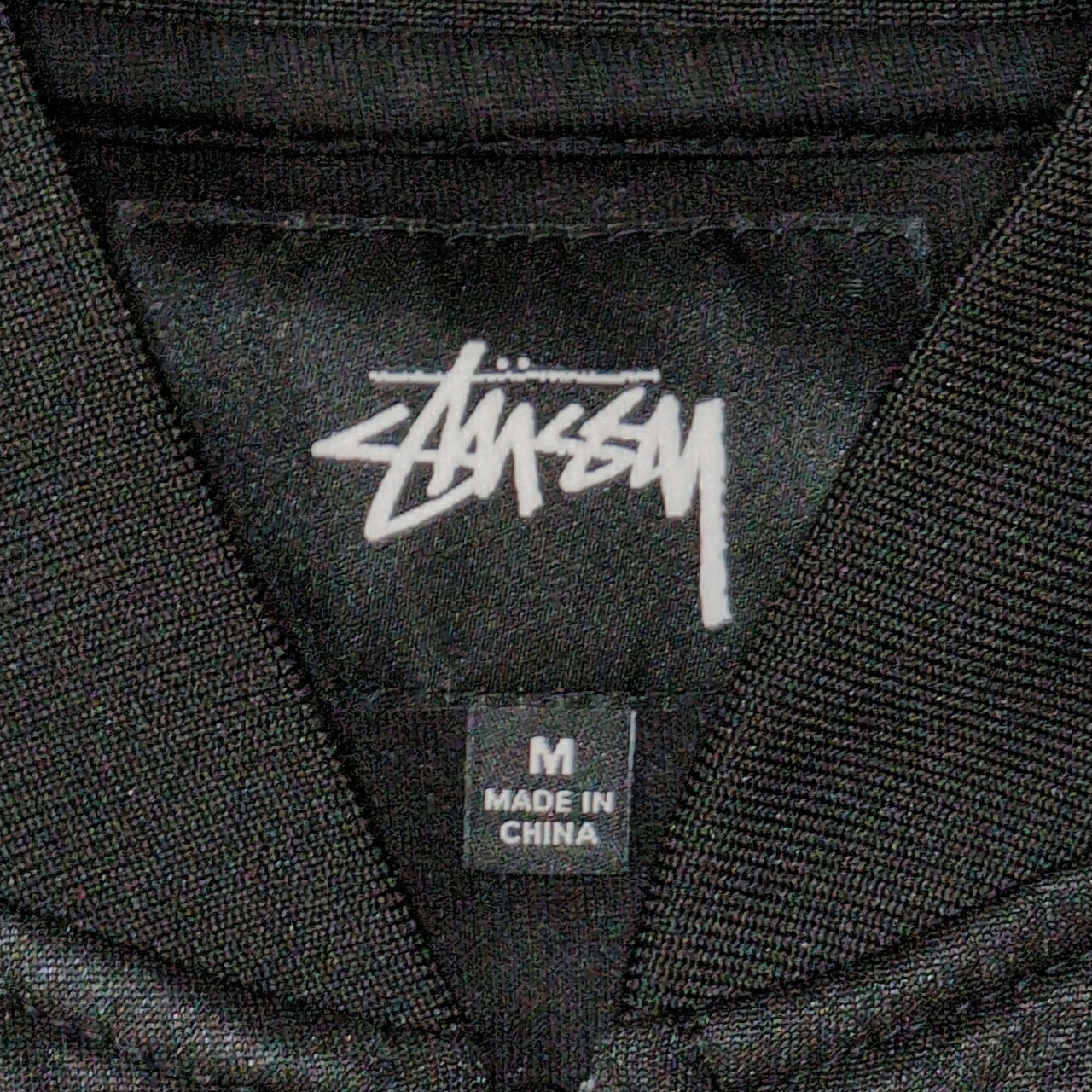 Stussy Black Striped Polyester Track Jacket Size M