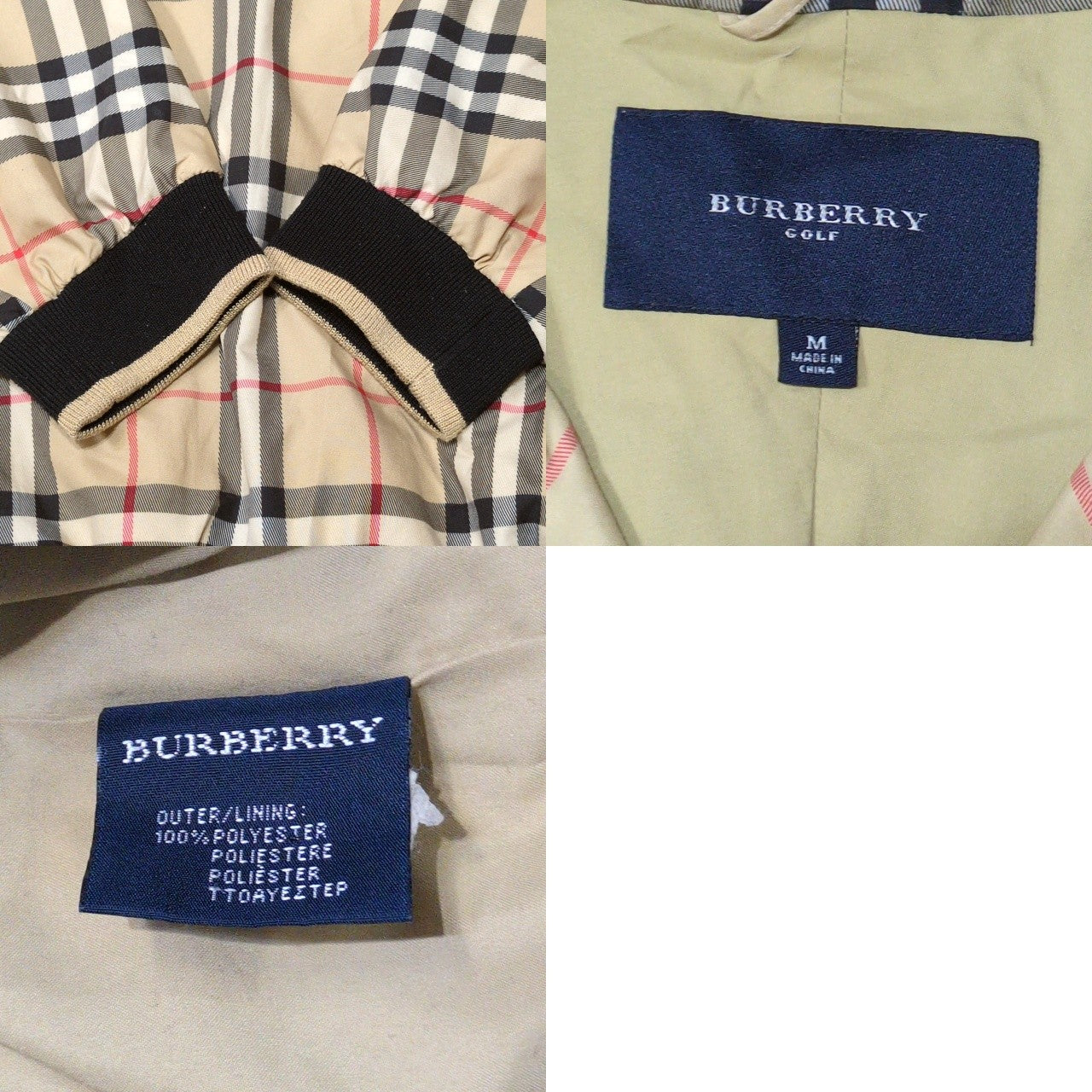 Burberry Nova Check Half-Zip Pullover Jacket Size M