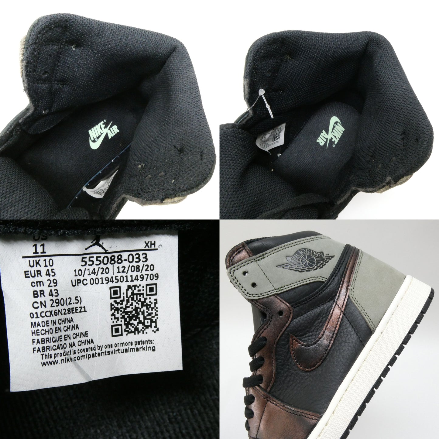 NIKE AIR JORDAN 1 Retro High OG Black Light Army Sneakers