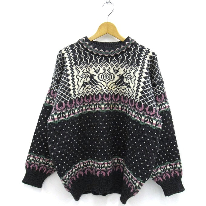DALE OF NORWAY 80s Birdseye Nordic Knit Sweater Black Size L