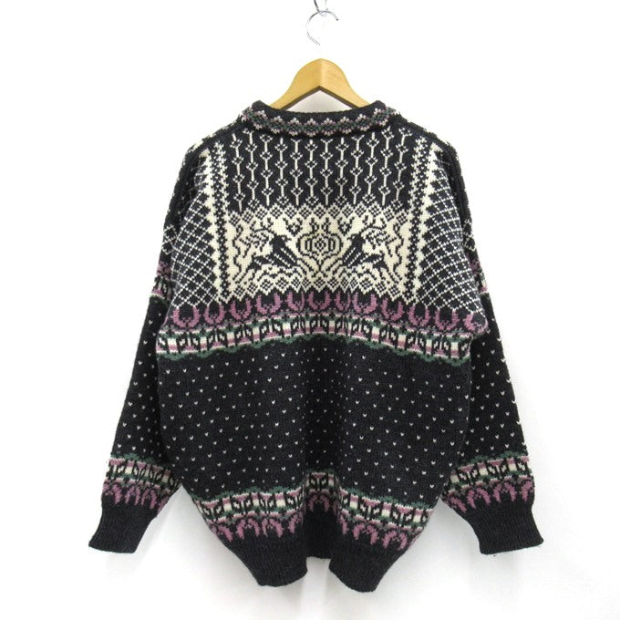 DALE OF NORWAY 80s Birdseye Nordic Knit Sweater Black Size L