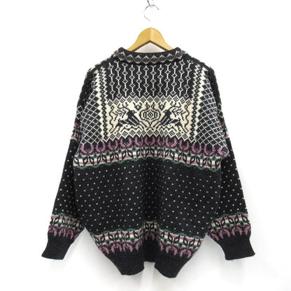 DALE OF NORWAY 80s Birdseye Nordic Knit Sweater Black Size L