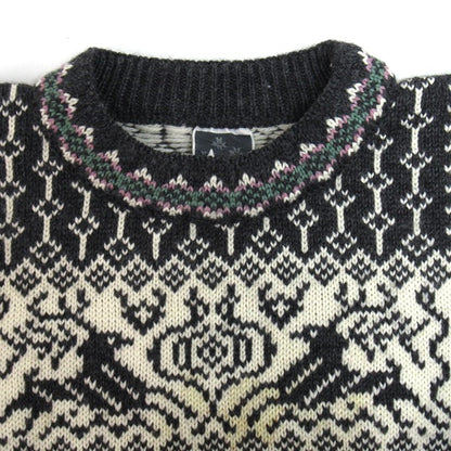 DALE OF NORWAY 80s Birdseye Nordic Knit Sweater Black Size L