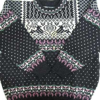DALE OF NORWAY 80s Birdseye Nordic Knit Sweater Black Size L