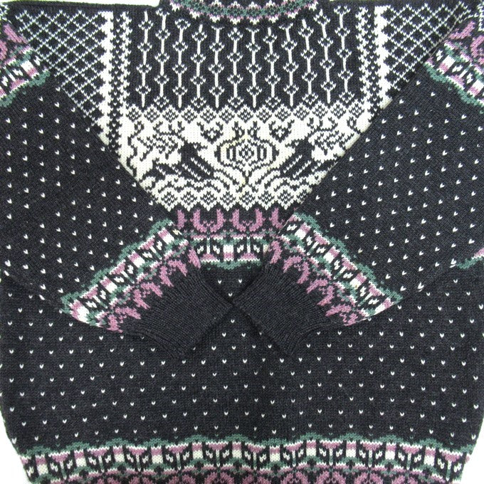 DALE OF NORWAY 80s Birdseye Nordic Knit Sweater Black Size L