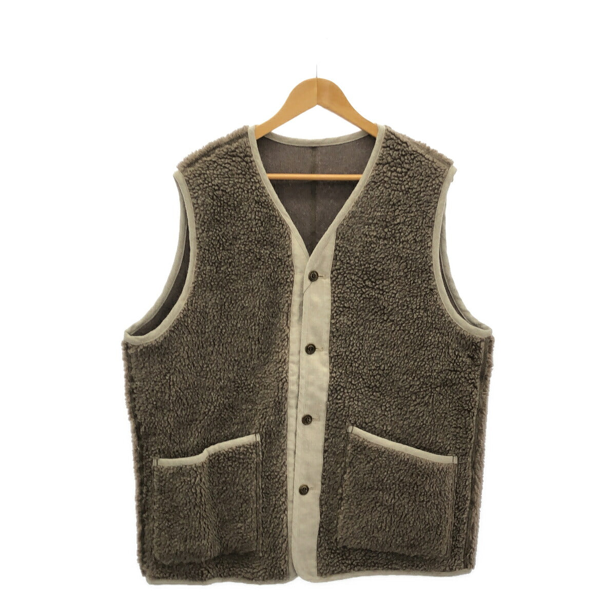 CONFECT 24AW Wool Cotton Hemp Pile Vest Beige Size 4