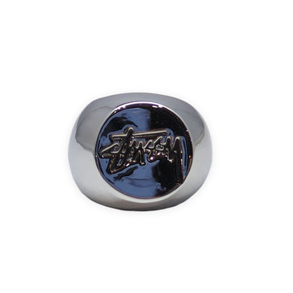 STUSSY Old Stussy Logo Silver Ring Size 16