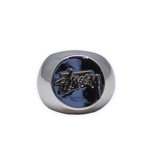 STUSSY Old Stussy Logo Silver Ring Size 16