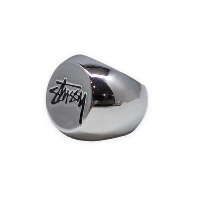 STUSSY Old Stussy Logo Silver Ring Size 16