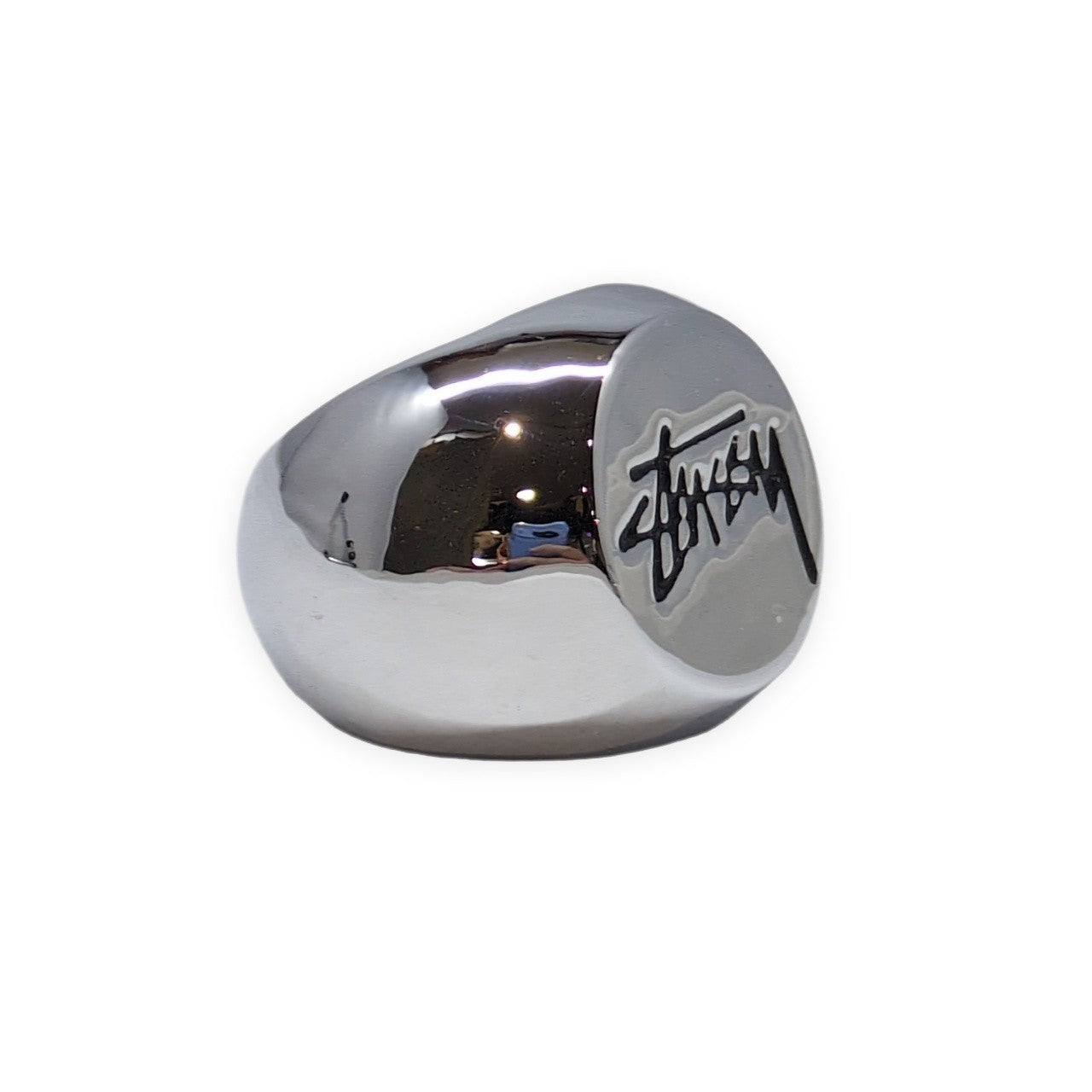 STUSSY Old Stussy Logo Silver Ring Size 16