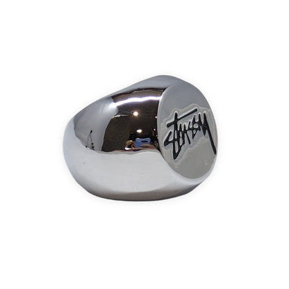 STUSSY Old Stussy Logo Silver Ring Size 16