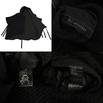 A.F Artefact Wool Mohair Reversible Stripe Zip Hoodie Jacket Size 3