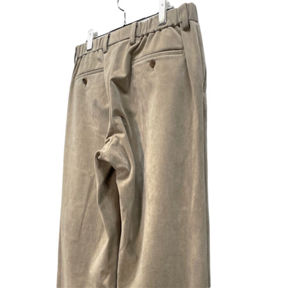 Issey Miyake 18AW Beige Shirred Velour Tapered Pants Size 3