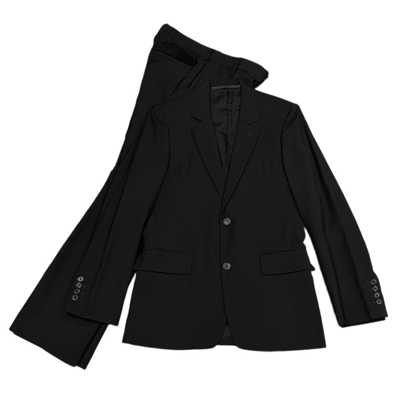 KRIS VAN ASSCHE Archive Wool Tropical 2B Suit Black Size 44