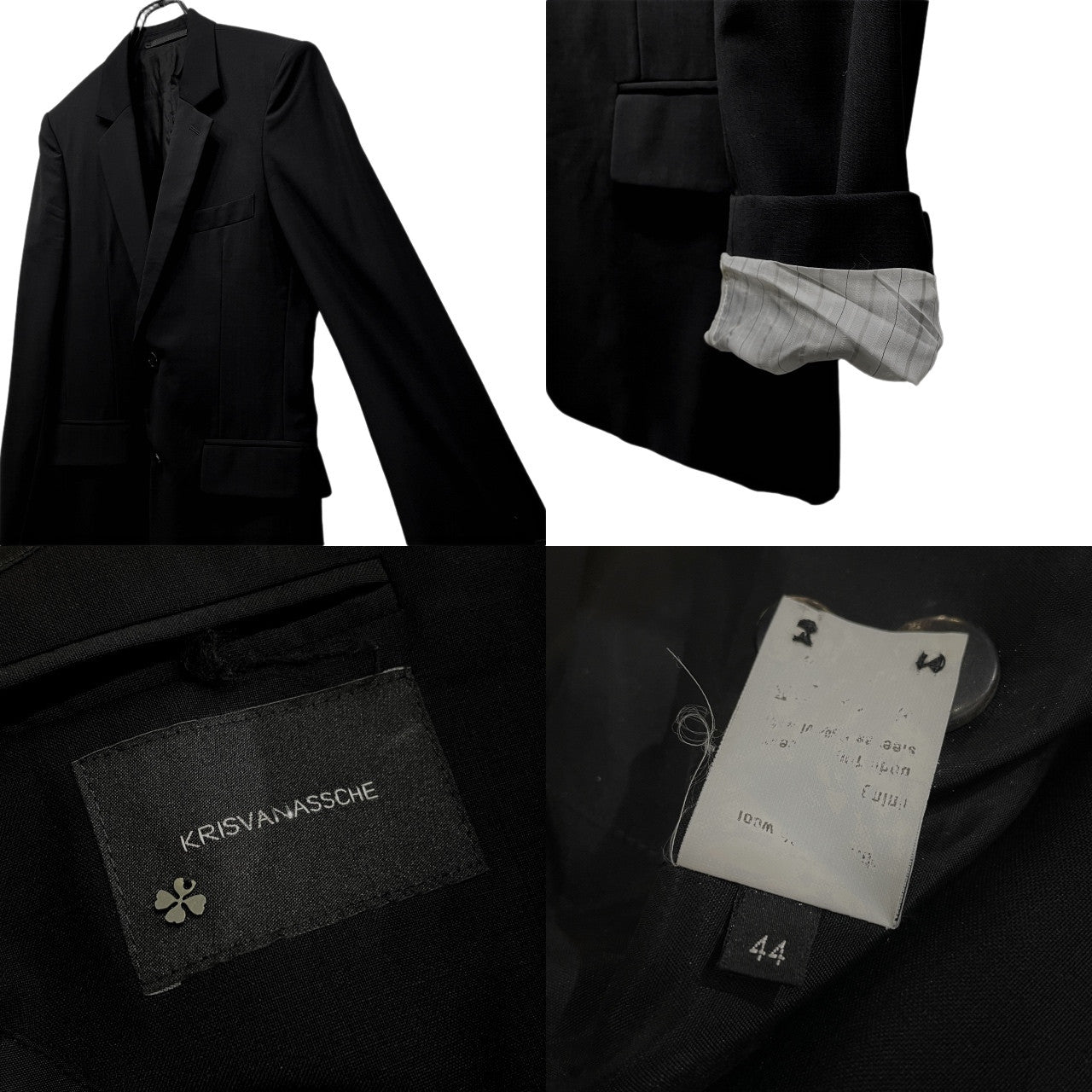 KRIS VAN ASSCHE Archive Wool Tropical 2B Suit Black Size 44