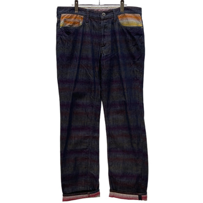 Issey Miyake 13AW Jacquard 5-Pocket Denim Jeans Blue Size 4