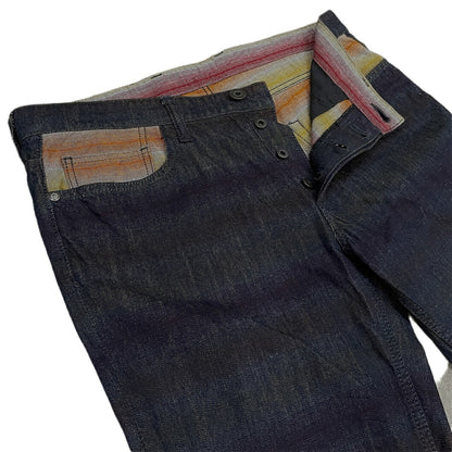 Issey Miyake 13AW Jacquard 5-Pocket Denim Jeans Blue Size 4