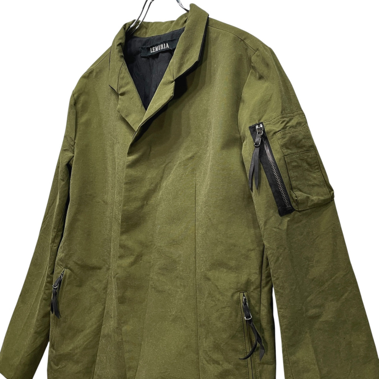 Vintage LEMURIA Salt Shrink Bomber Jacket Khaki Size 46