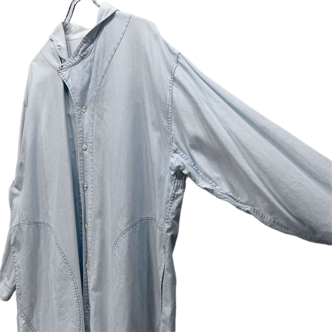KAPITAL Chambray Duke Collar Long Shirt Dress Blue Size S