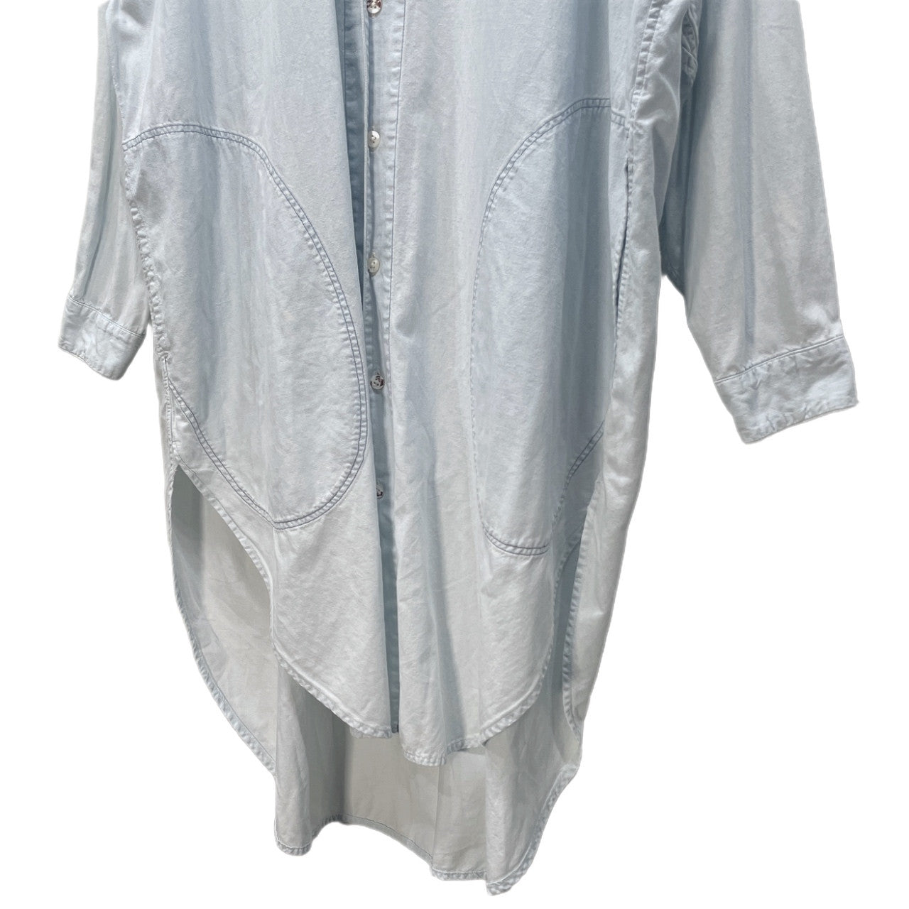 KAPITAL Chambray Duke Collar Long Shirt Dress Blue Size S