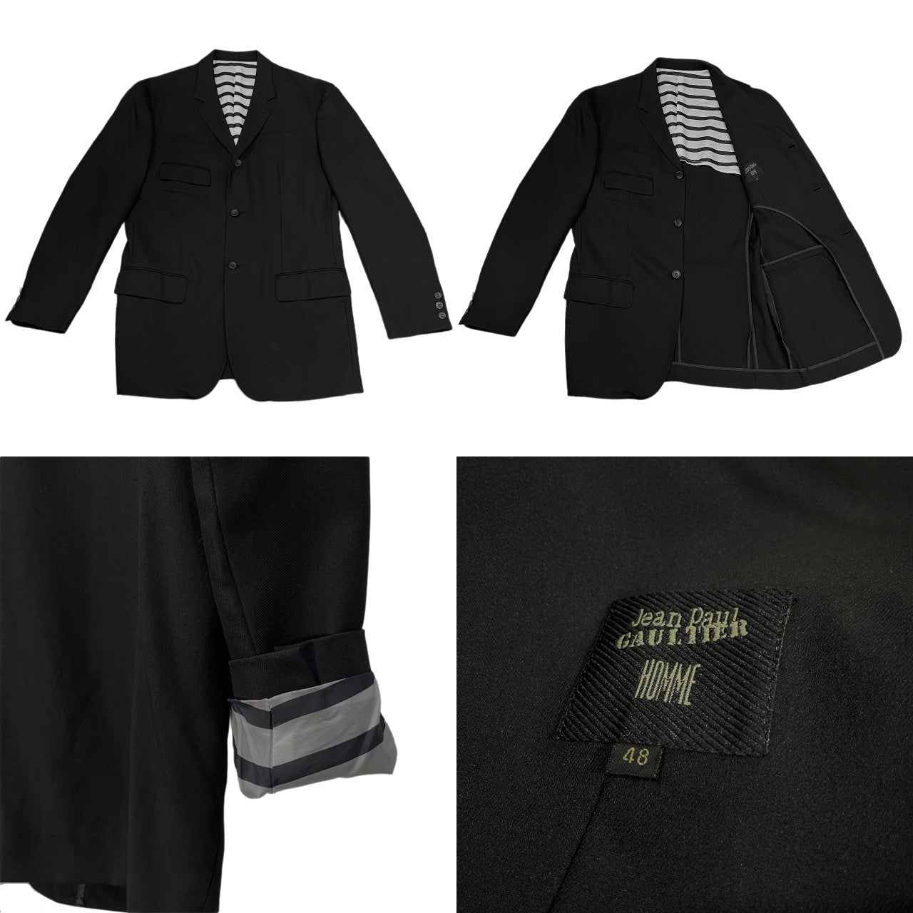 Jean Paul Gaultier 93SS Wool 3B Tailored Jacket Size 48