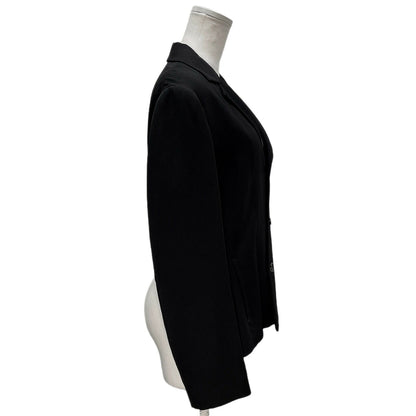 Y's Black Wool Gabardine 3-Button Blazer Size 2