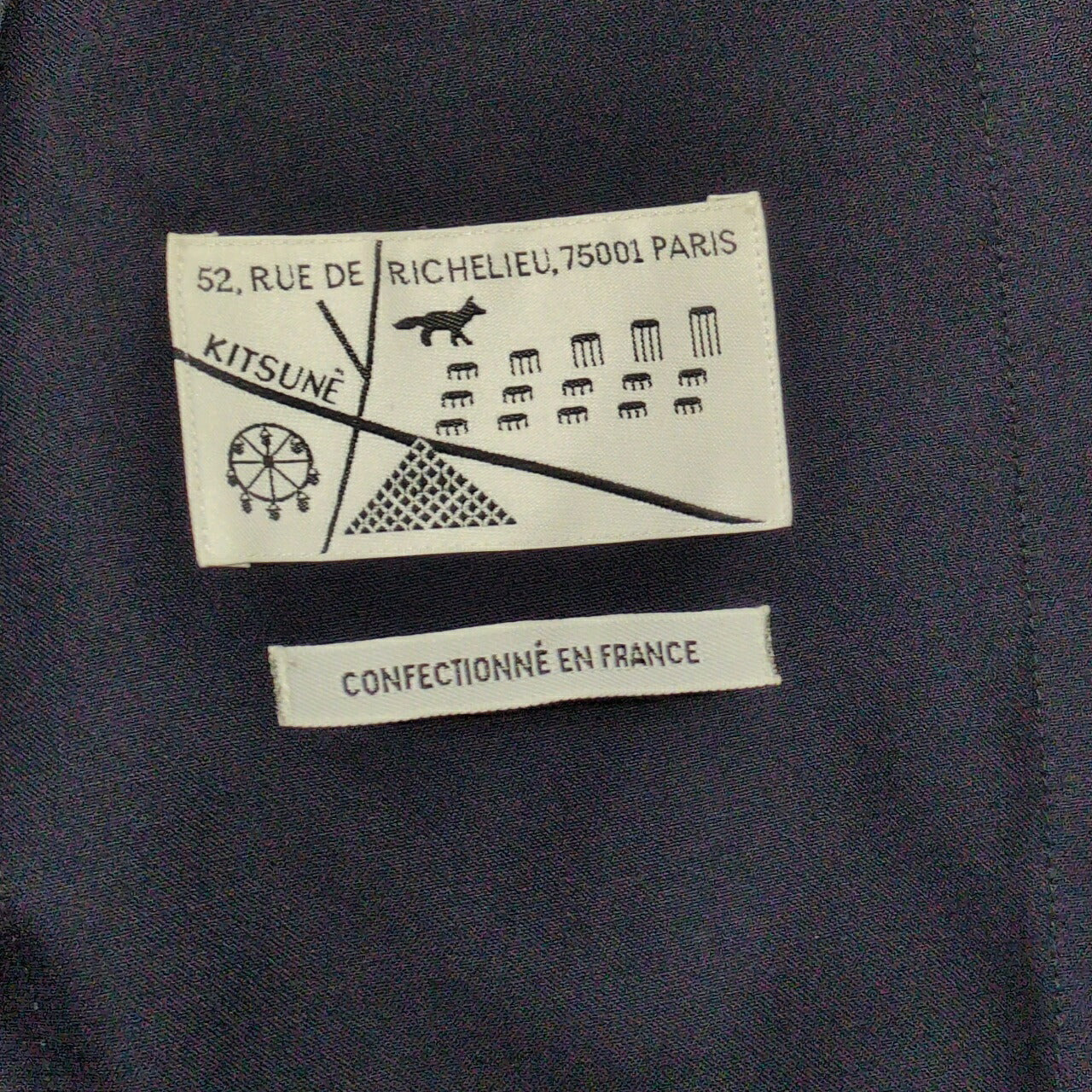 Maison Kitsune French Navy Wool Suit Jacket Size T.46