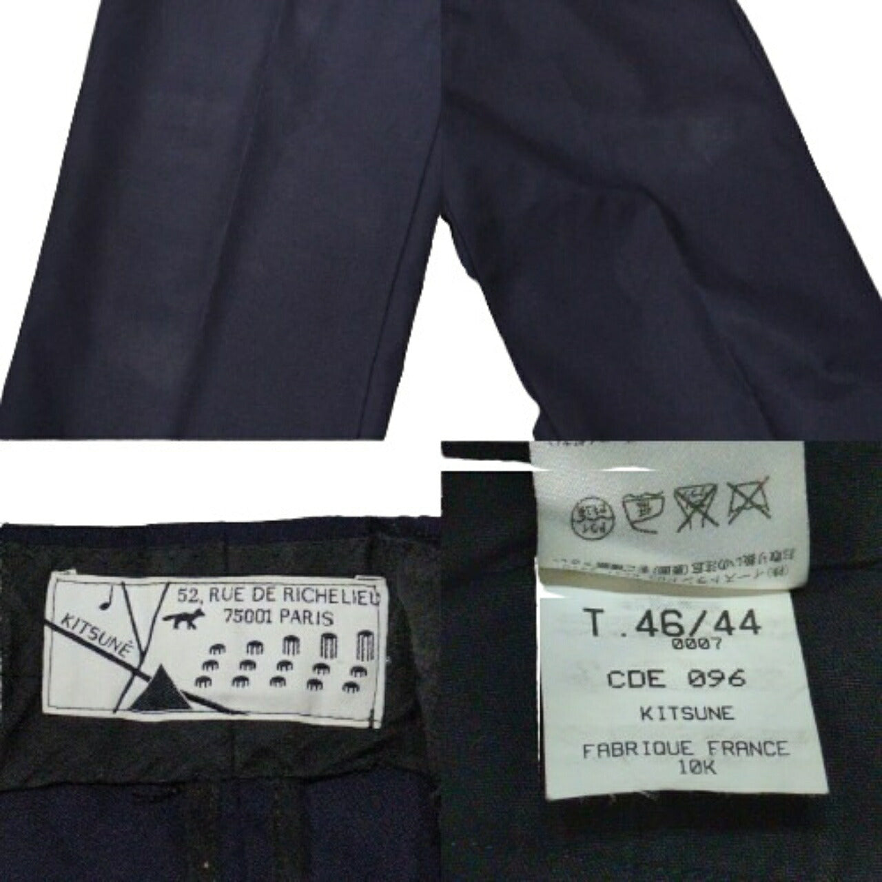 Maison Kitsune French Navy Wool Suit Jacket Size T.46